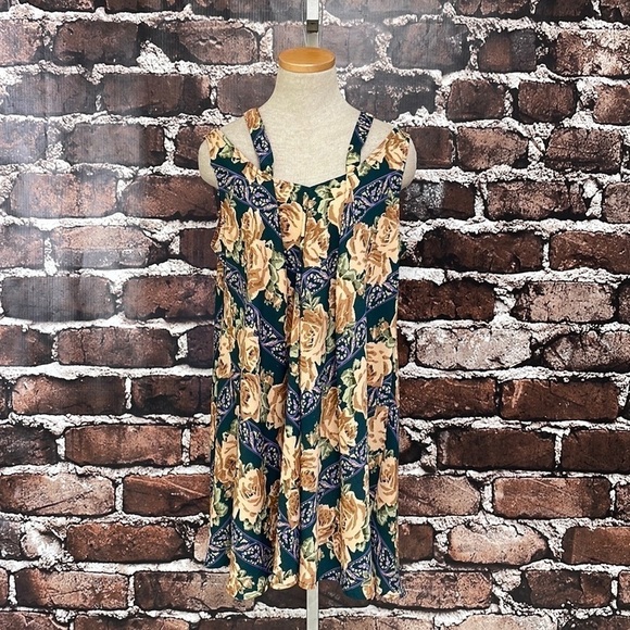 Umgee Dress Floral Cold Shoulder Green Brown Tan Size Small - Picture 7 of 15